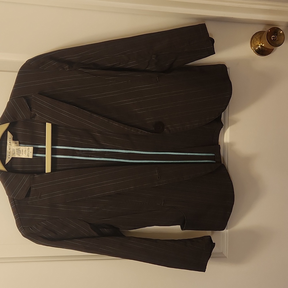 MAX STUDIO Brown with mint pin stripe SZ 0 jacket